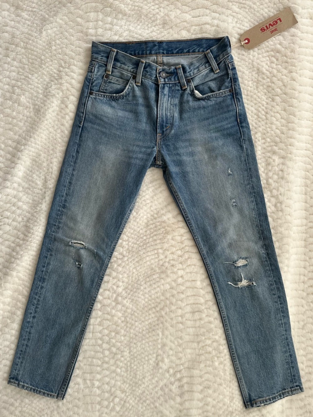 Levi's 505 Orange Tab Mid rise VTG Light Wash Straight Jeans - Picture 10 of 16
